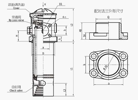 TF系列箱外自封式吸油过滤器法兰式连接