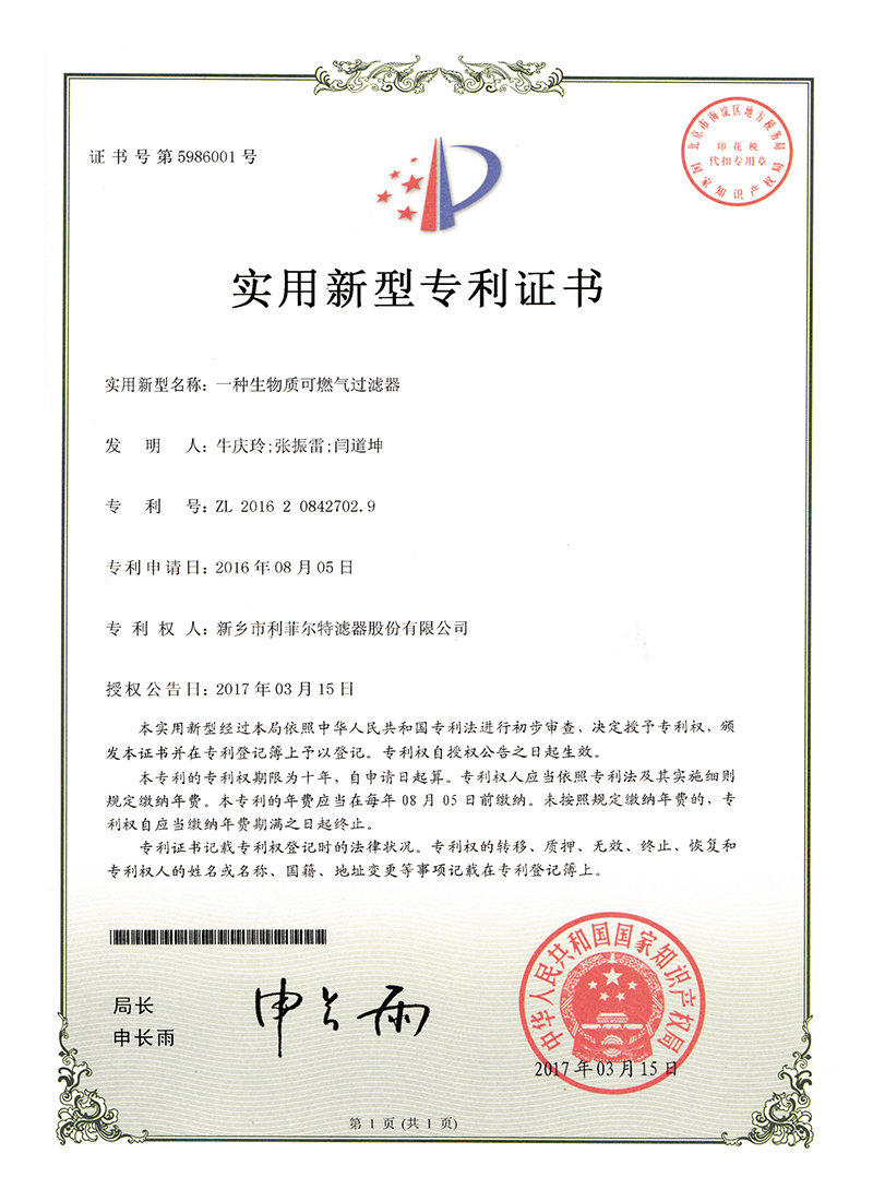 一种生物质可燃气过滤器